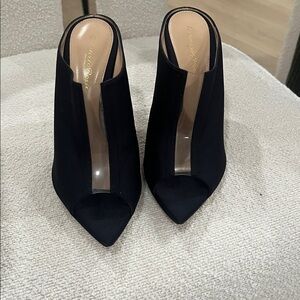 Gianvito Roses Black Peep Toe Heels